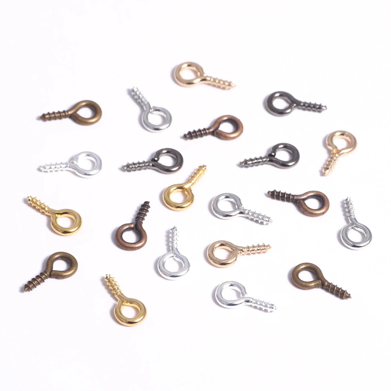 200pc Small Tiny Mini Eye Pins Eyepins Hooks Eyelets Screw Threaded Gold Silver Clasps Hooks Jewelry Findings For Making DIY 8x4