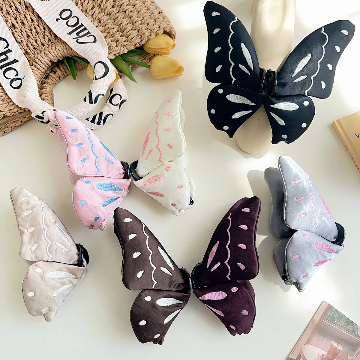 

2025 NEW Autumn Winter Embroidery Butterfly Hair Claw 16CM Large Claw Clips Trendy Hair Clips Hair Accessories for Women Girls