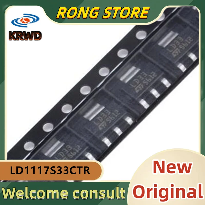 Chip Original de LD33 IC, SOT-223, LD1117S33CTR, LD1117S33C, LD1117S33, LD1117S, LD1117, 1117, 1117, Novo, 50pcs