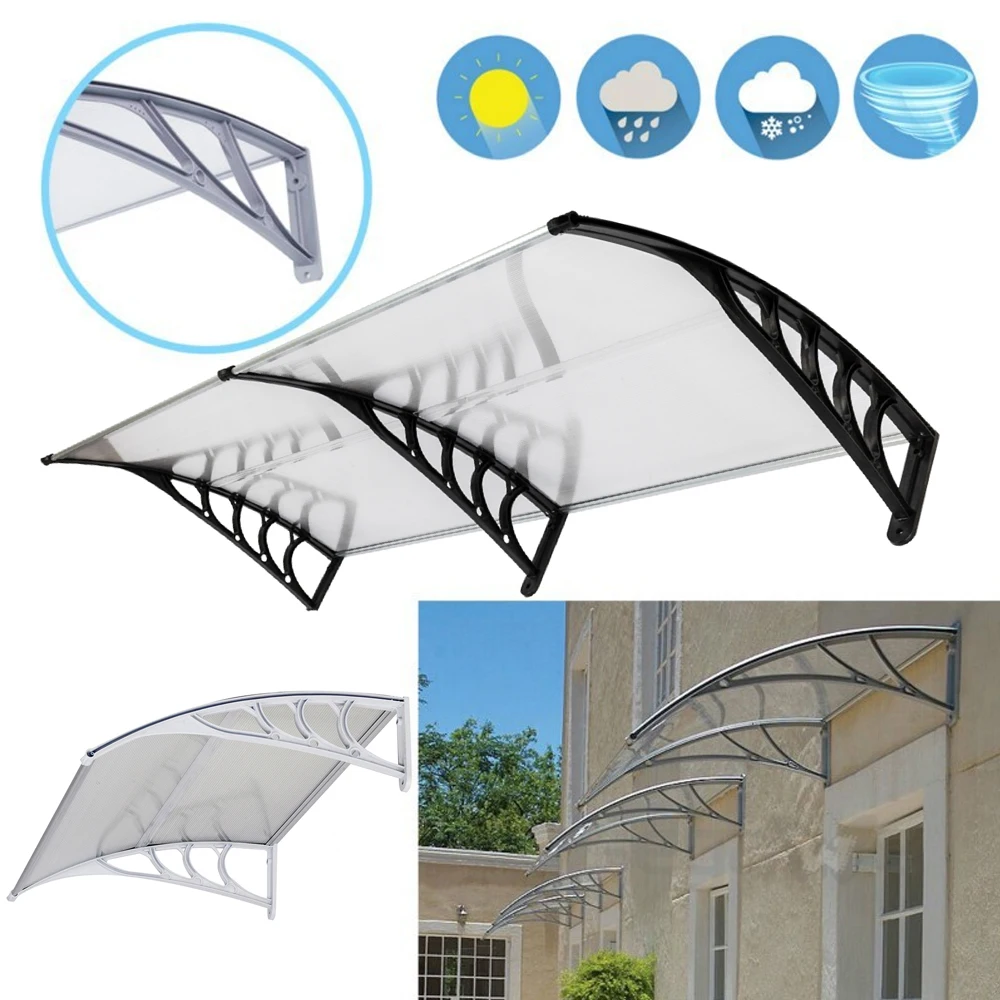 Canopy Awning Rain Shelter 100/200/300cm Outdoor Porch Shade Patio Roof Cover Garden Door Canopy Awnings Waterproof Rain Cover