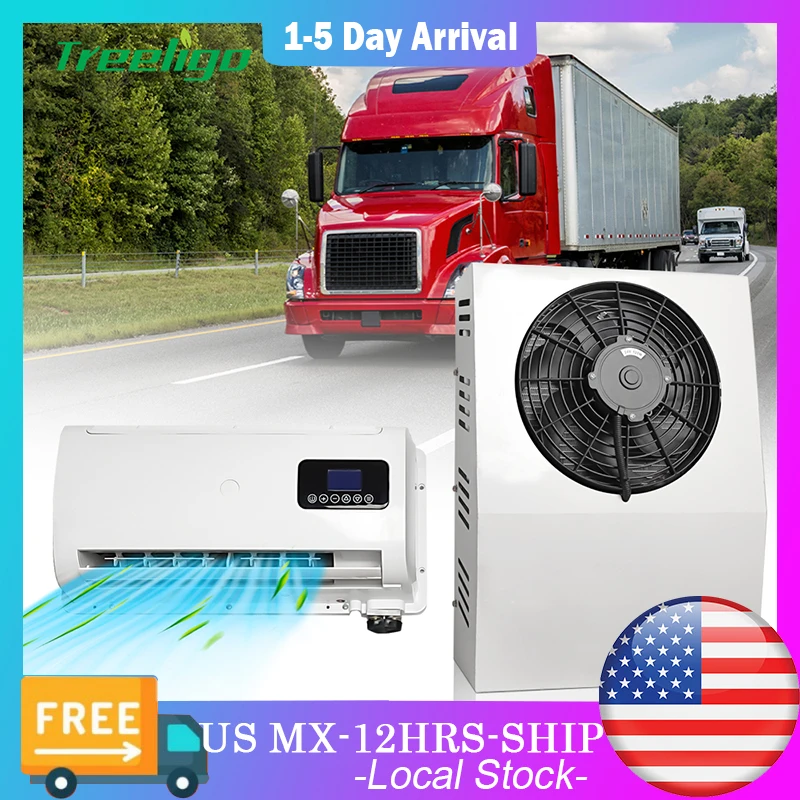 Treeligo 2024 12V 12000BTU Truck Split Air Conditioner Electric Parking Cooler AC Unit For Truck Camper Van Caravan Motor home