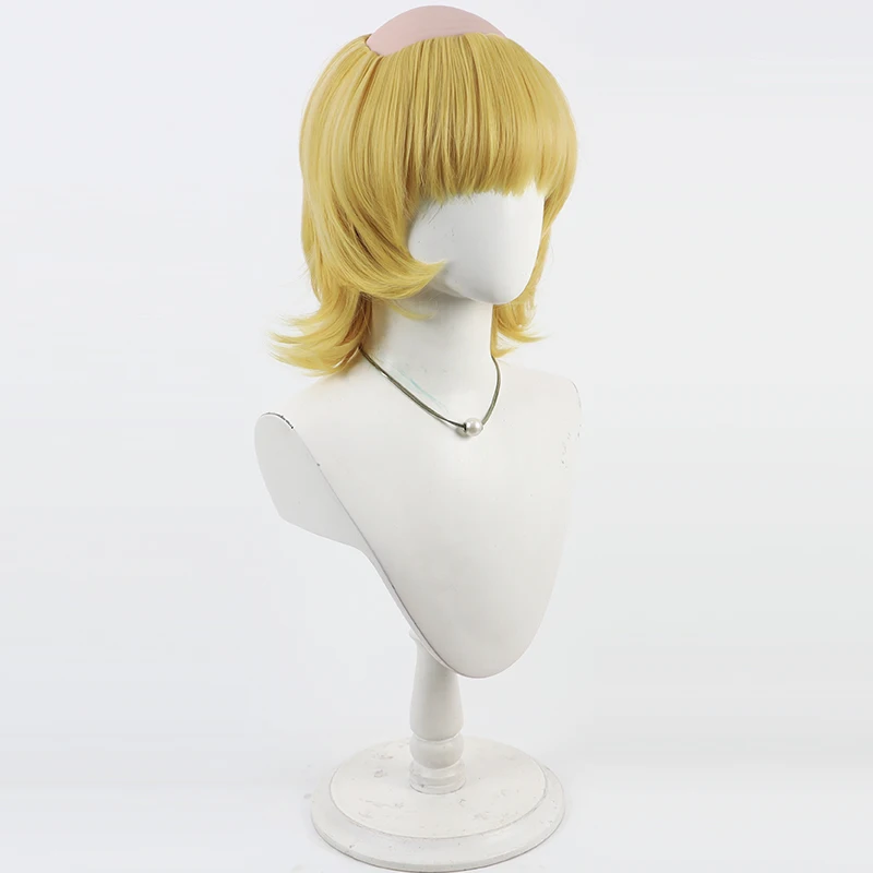 アニメ Badeni コスプレウィッグゴールデンショートコスプレヘアコミコンパーティー大人女性男性