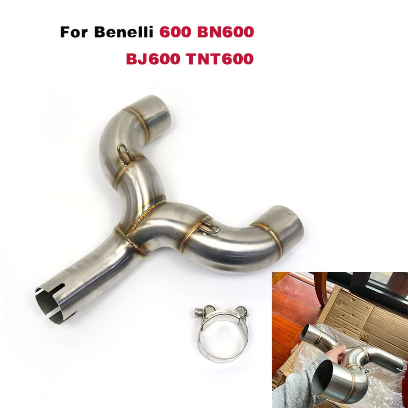 

51mm Exhaust Motorcycle Muffler Middle Link Pipe Slip on Double Pipe Adapter Escape Moto For Benelli 600 BN600 BJ600 TNT600