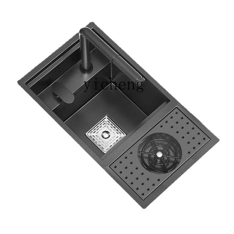 

Xl Sink Kitchen Stainless Steel Vegetable Basin Middle Island Bar Invisible with Cover Plate Small Single Slot