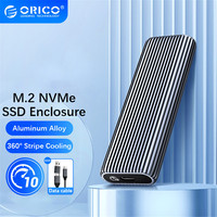 ORICO Tool Free Aluminum M2 NVMe SSD Enclosure 10Gbps PCIe Type C M.2 SSD Case NVMe M Key Solid State Drive Case Support UASP