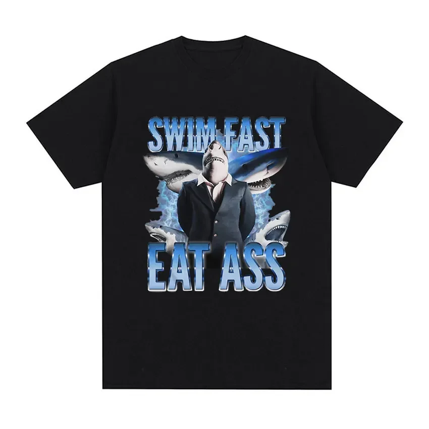 

Funny Fish Shark Graphic Print T Shirt Men's Casual Retro Y2k High Quality Fashion T-shirts Tops 100% Cotton Soft Oversized Tees