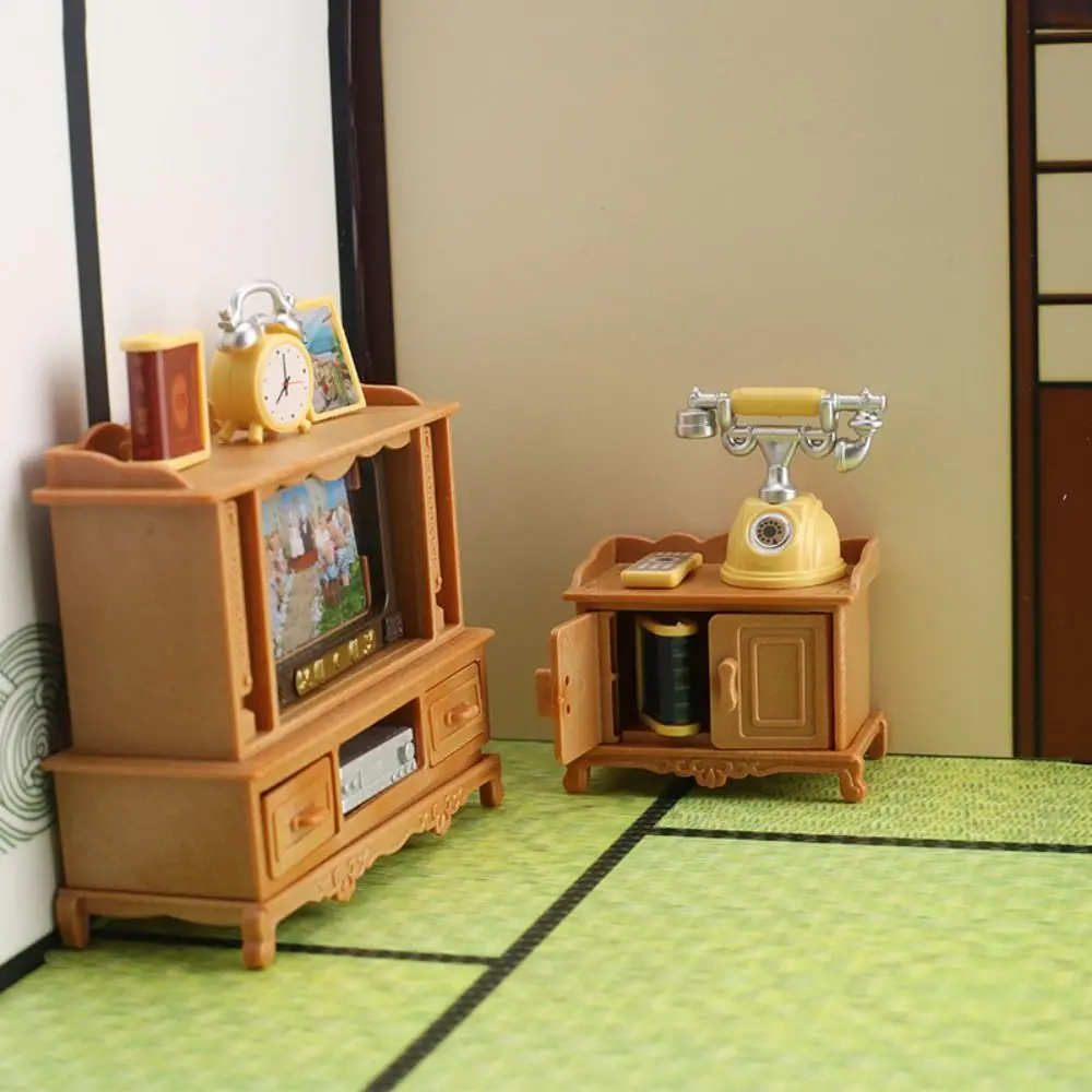 Multicolor Dollhouse Furniture Dolls Accessories Micro Landscape Miniature Furnishing Toy Scene Model Mini TV Cabinet Set