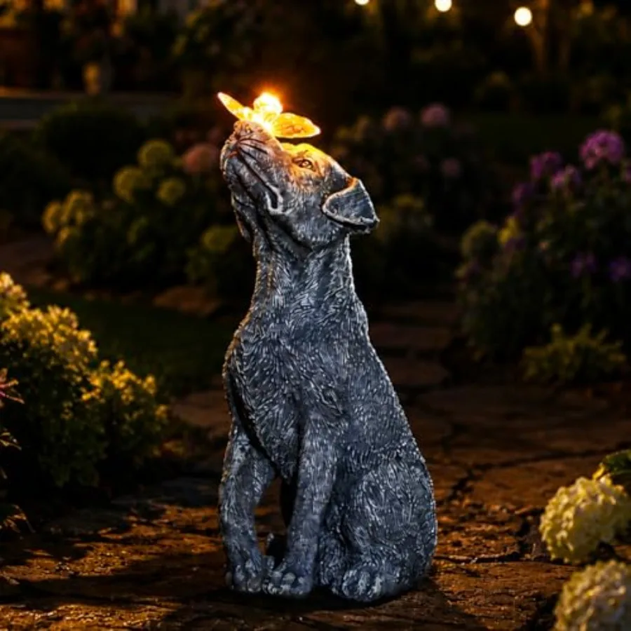 

Garden Statue Dog Figurine Decor Outdoor Decoration with Butterfly for Garden Yard Lawn Home Decor Outside:Mothers Day Memorial