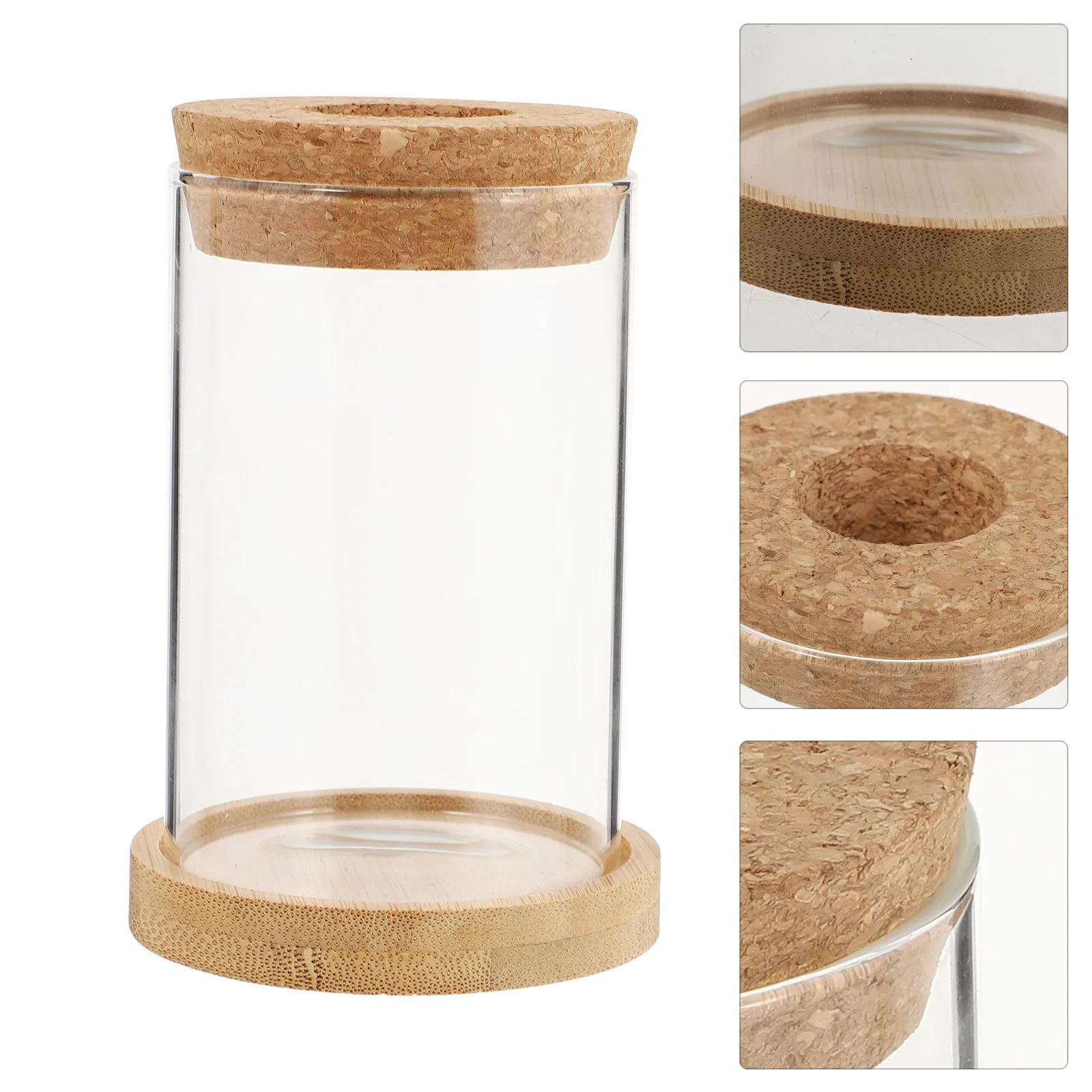 

2Pcs Glass Eco Vase High-Quality Wood Base Space Saving Desktop Vase for Hydroponic Plants Modern Home Decoration