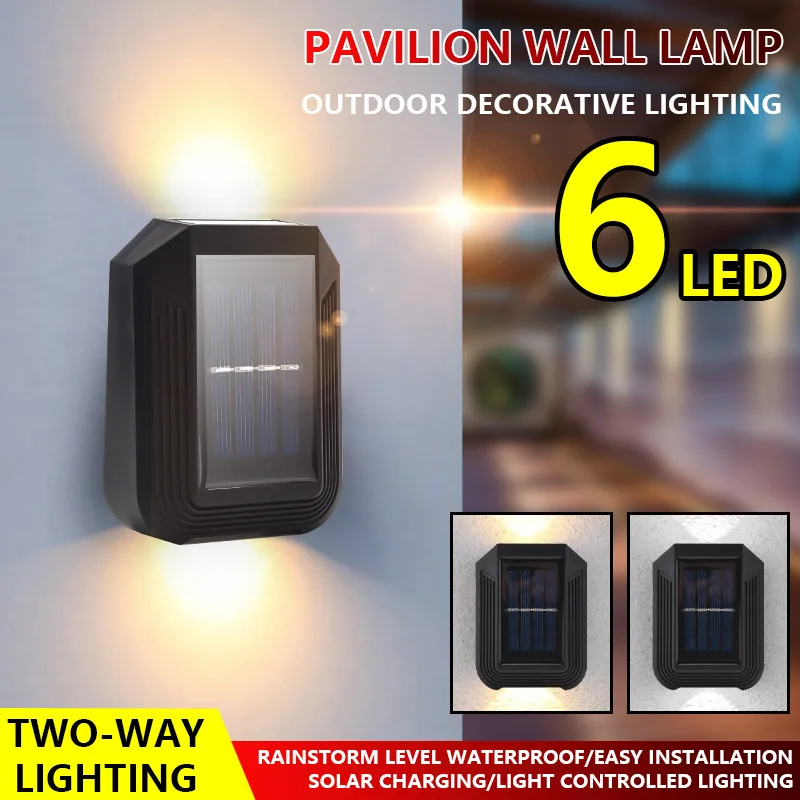 

6 LED Outdoor Solar Wall Lamp Up and Down Spot Lights Waterproof Wall Washing Lights Street Wall Lamp Waterproof Garden Lamps