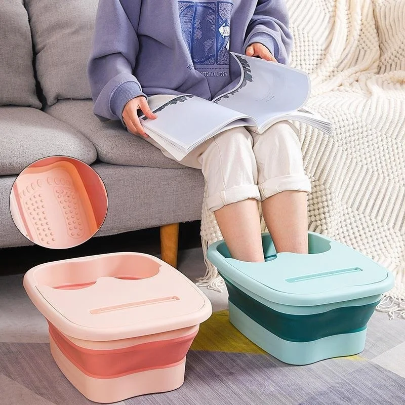 Folding foot soaking bucket household footbath dormitory students massage health plastic footbath portable thickened footbath