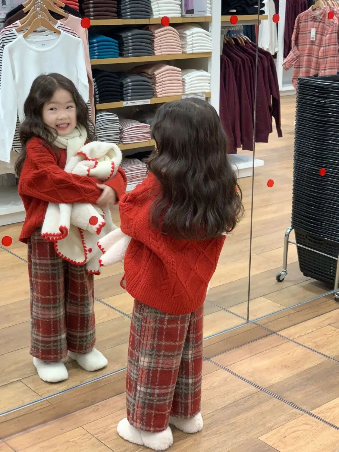 Autumn and Winter Girls' Set New Children's New Year Red Hoodie Sweater Thickened Straight Pants 2-piece Set