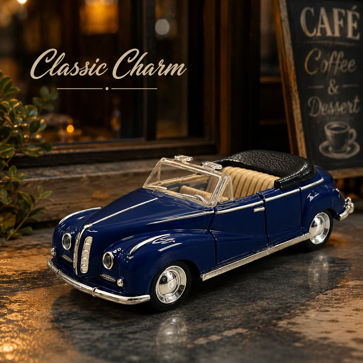 (Corrugated Box) 1/36 Scale, Retro Soft-Top Roadster Style Toy Car, Powerful Spring, Metal Casting, Boy's Toy, the Best Gift.