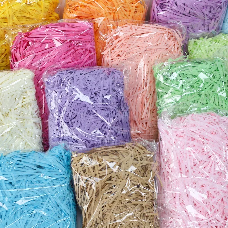 Riempitore per scatole da 100 g per regalo Riempitore di carta tagliuzzata in rafia colorata Riempitore per imballaggio di materiali per caramelle