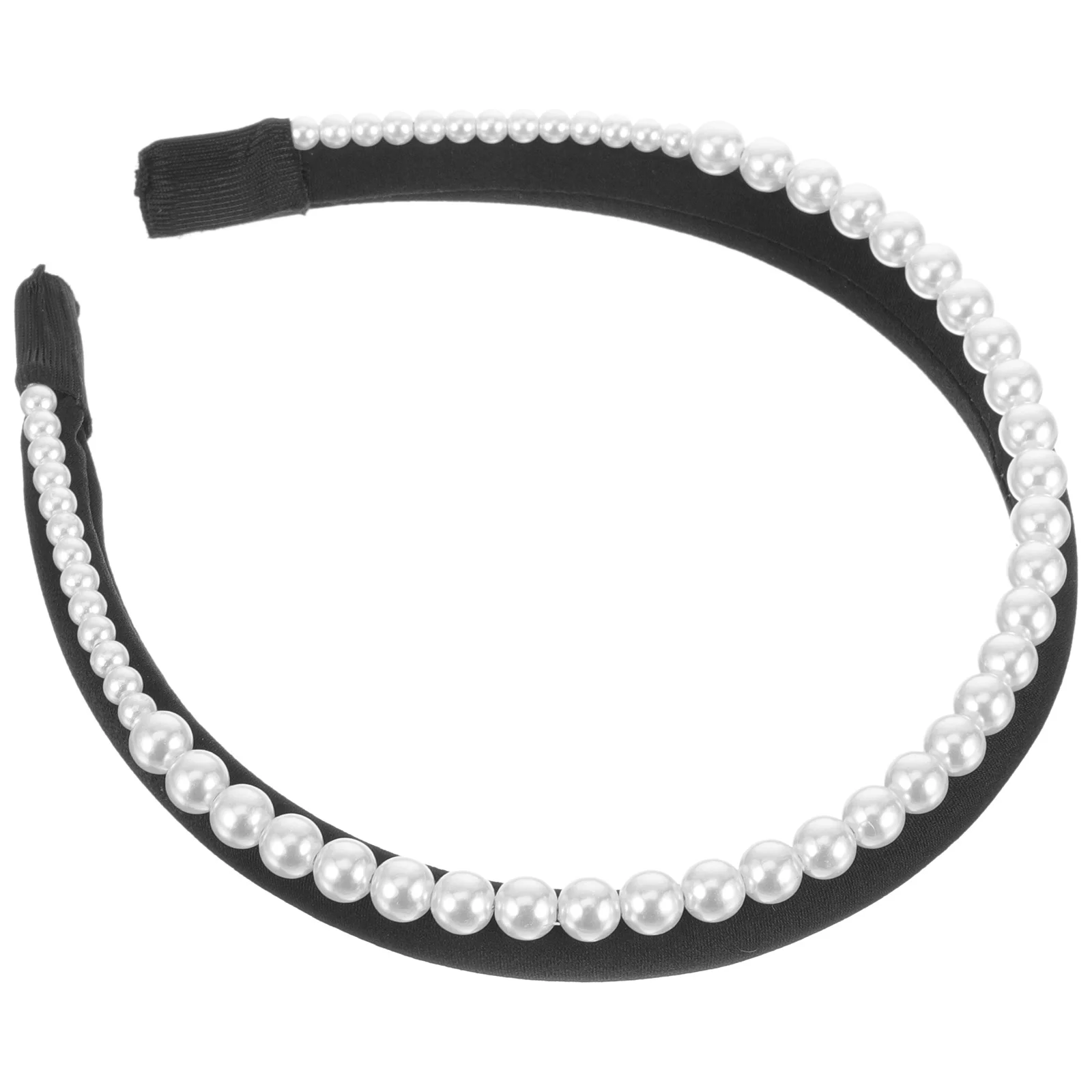 

Double Layer Narrow Satin Artificial Pearl Headband Stylish Bridal Wedding Hair Accessories for Women Pearl Headband