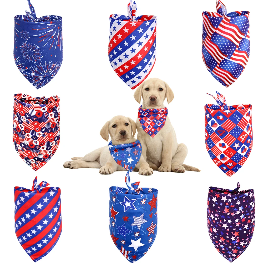 1Pcs American Independence Day Bandanas For Dog Pet Cat Bandanas Scarf Pet Dog Supplies Daily Dogs Puppy Bibs Dog Mini Supplies