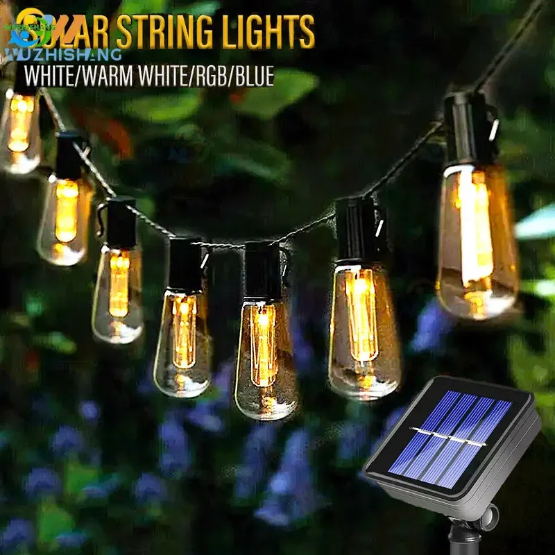 LED Solar String Lights IP65 Waterproof Outdoor Christmas Decor Solar Lamp Retro Holiday Garland Garden Wedding Party Fairy Lamp