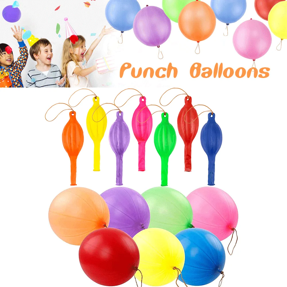 18in Thicken Punch Balloons Heavy Duty Party Favors Kids Bounce Balloons with Rubber Band Handle for Birthday Party Baby Shower