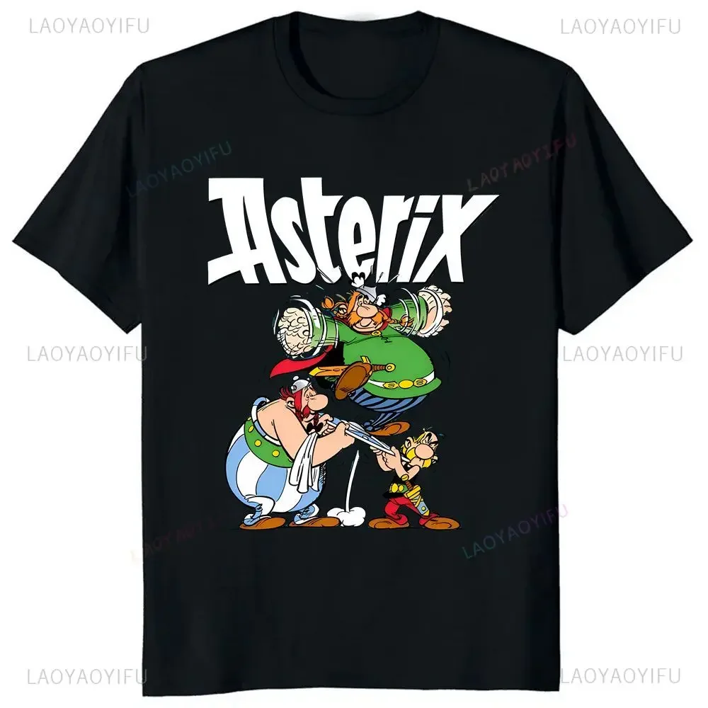 Funny Asterix with Obelix French Anime Print T-shirt Trend Harajuku Short Sleeve Neutral Shirt Pattern Large T-shirt