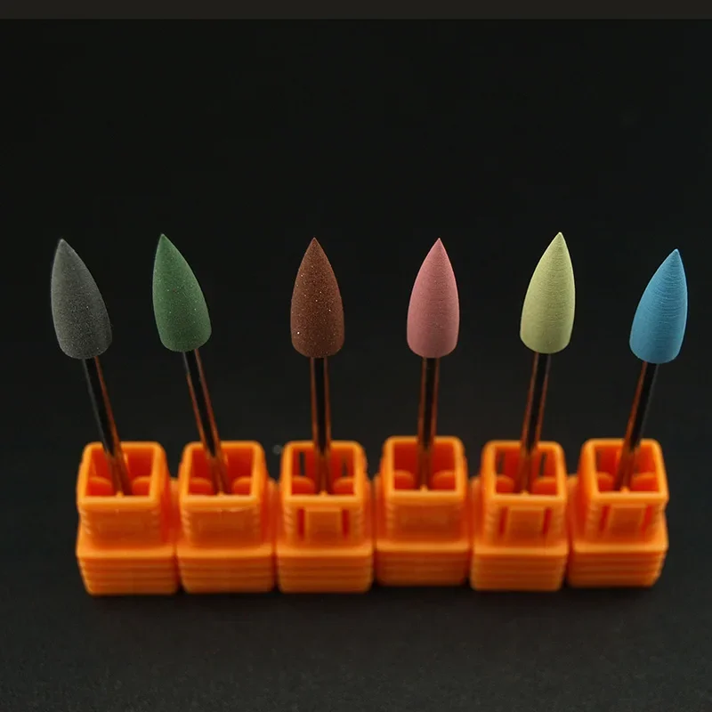 Hoge kwaliteit 6 stks/partij Siliconen polijstmachine Taper nagelboren voor elektrische manicure machine gladmaken en intiem polijsten