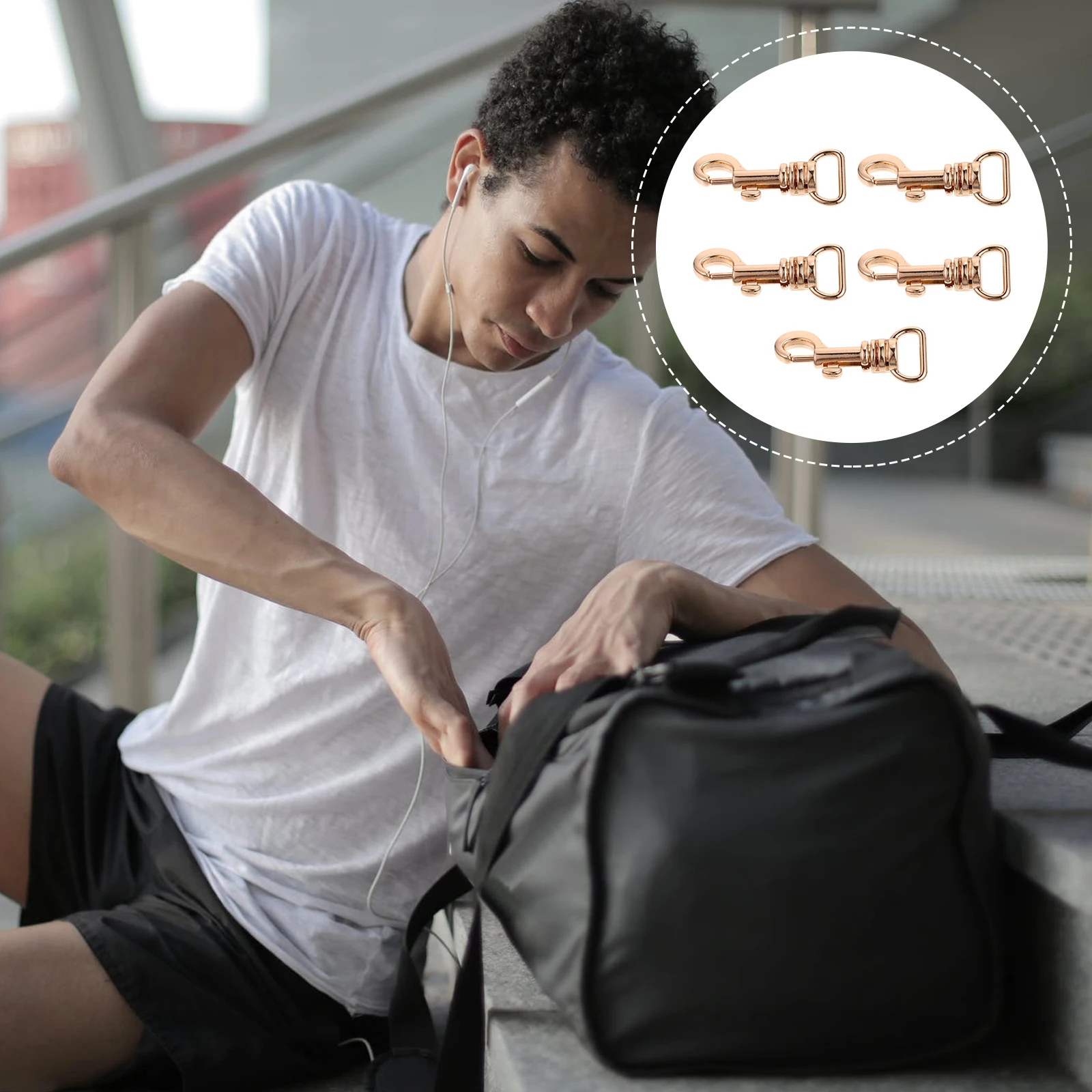 

5 Pcs Zinc Alloy Hook Buckle Tags Replacement Key Luggage Travel Durable Handbag Clasps Strap Connecting Detachable for Trigger