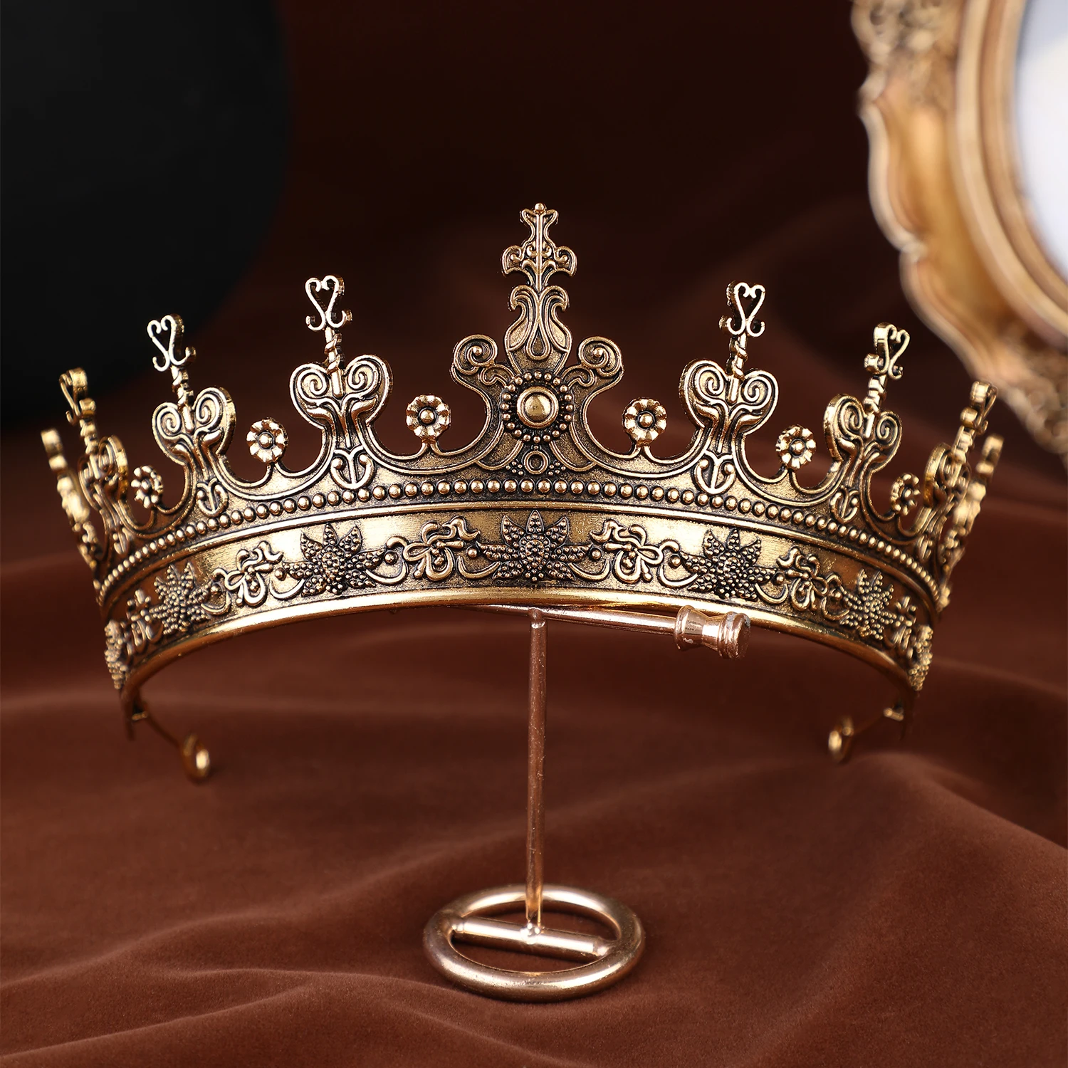 Unisex Golden Medieval Crown Renaissance Period Costume Accessory Prince Princess Birthday Masquerade Ball Halloween Headpiece image 2