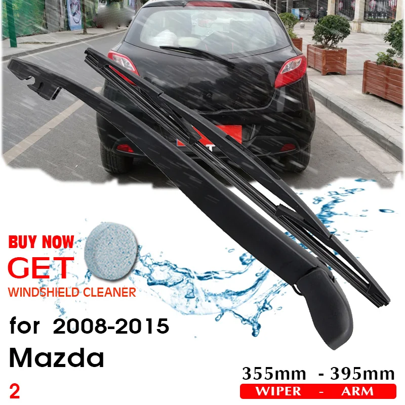 BROSHOO Auto Car Rear Wiper Blades Back Windscreen Wiper Arm For Mazda 2 Hatchback 2008 2009 2010 2011 2012 2013 2014 2015 355mm