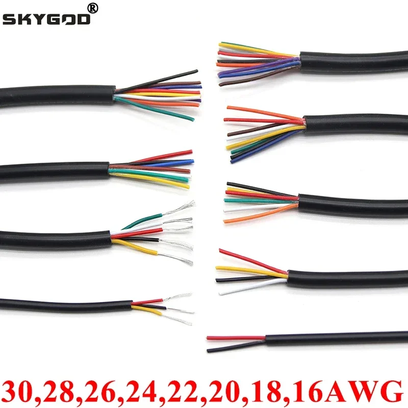 Green Product2/5/10M UL2464 Sheathed Wire Cable 30 28 26 24 22 20 18 16AWG Copper Signal Cable 2 3 4 5 6 7 8 9 10 Cores Electron