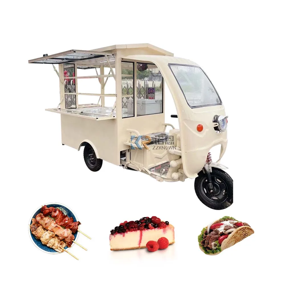 1000W Motor Electric Food Cart Kiosk Catering Stand for Food Display Custom Motorcycle Tuk Tuk Airstream Mobile Food Truck