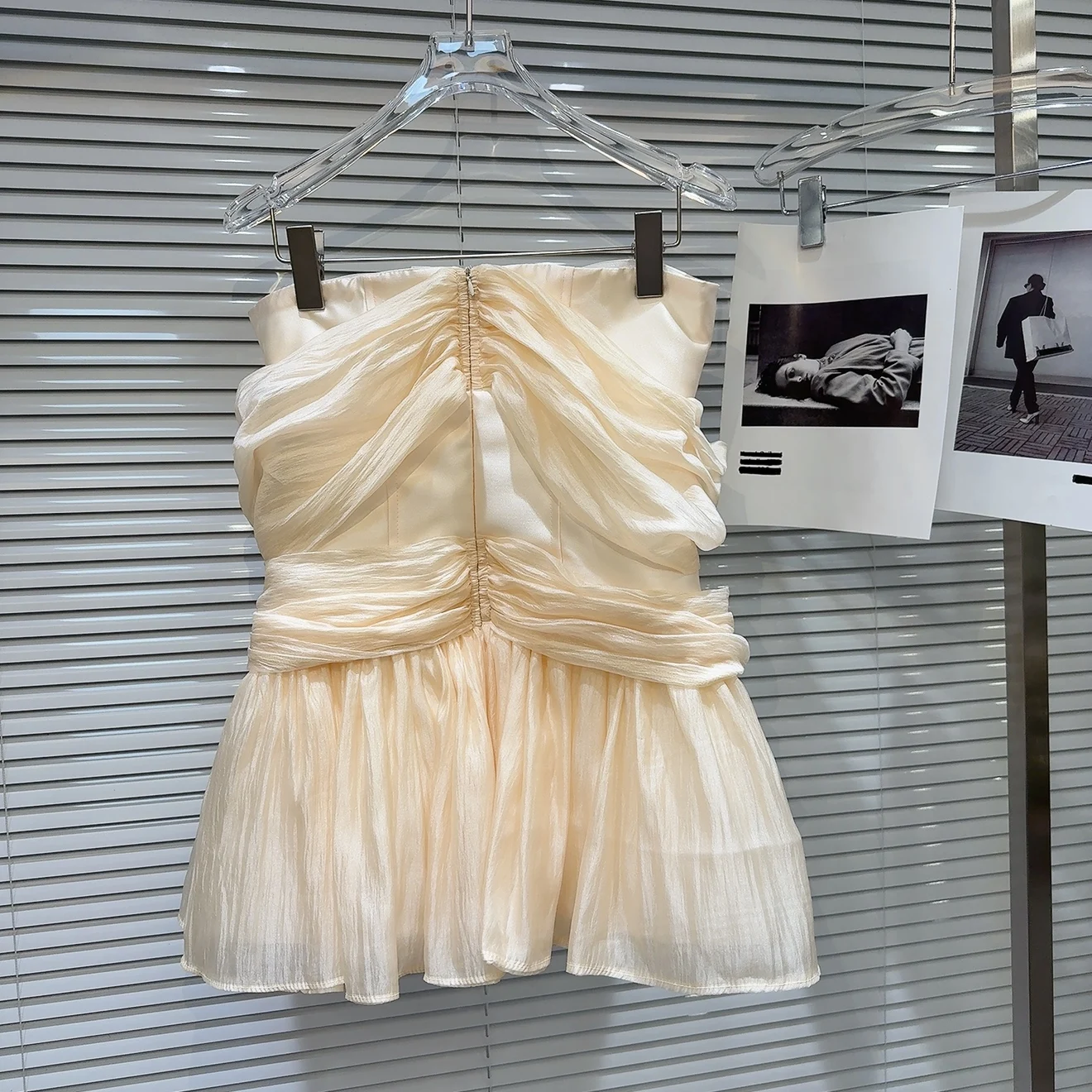 Doux été 2025 métal bleu Me oulder Fibone Bustier Dr taille haute a-ligne jupe ort Sve couleur couvrir