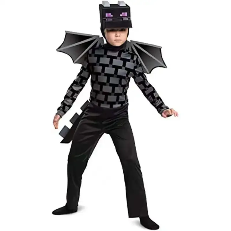 

AA 2025 New Child Game Diamond Armor Theme Cosplay Character Classical Dragon Costume Jumpsuit Halloween Kid with Wings Hat ☆ ☆