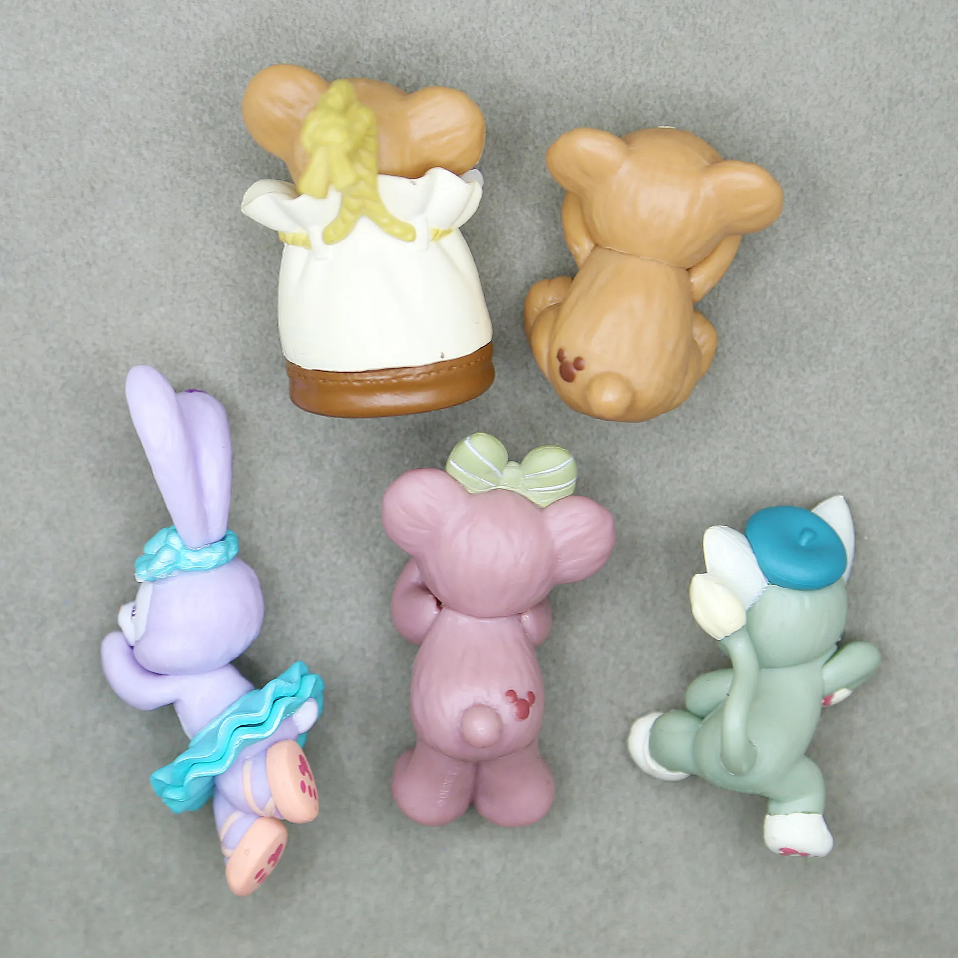 5pcs/set Disney Characters Duffy Bear Shelliemay Stellalou Mini Model Figurines On The Edge Of Cup Pvc Action Figure Accessories