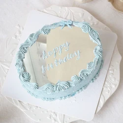 1pc Plastic Round Love Heart Mirror Cake Toppers Red Silver Cake Disc Birthday Wedding DIY Dessert Decorations Party Supplies