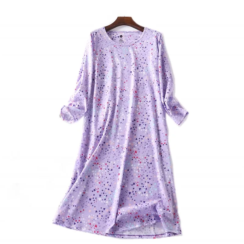 Spring Summer Women Casual Night Dress 100% Cotton Nightgown Female Lounge Long Sleepshirt Plus Size Dresses Vestidos feminino