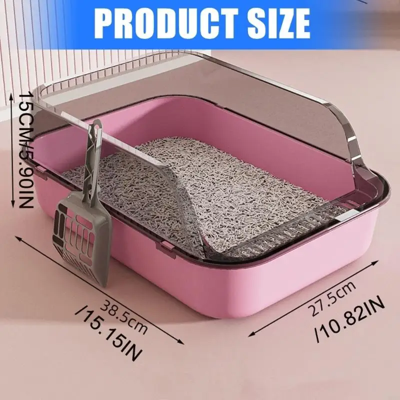 Imagen 7: Bandeja para gatos semicerrada, caja gruesa antipíldoras para pared, para múltiples gatos, bloqueo olores,