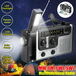 FM/AM Radio Emergency Charger Flashlight Hand Crank Generator Wind up Solar Dynamo Powered Charger LED Flashlight