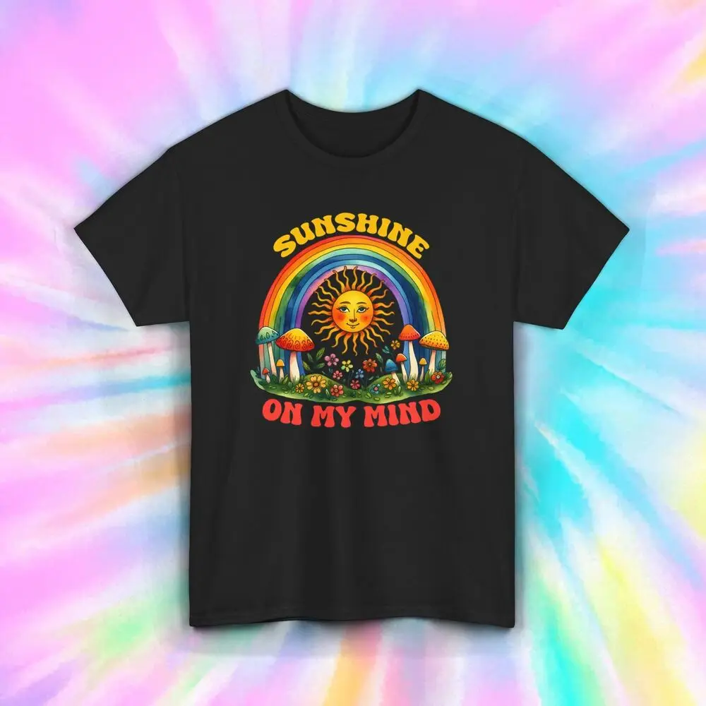 Sunshine on My Mind T-Shirt | Psychedelic Rainbow Graphic Tee | S-5XL