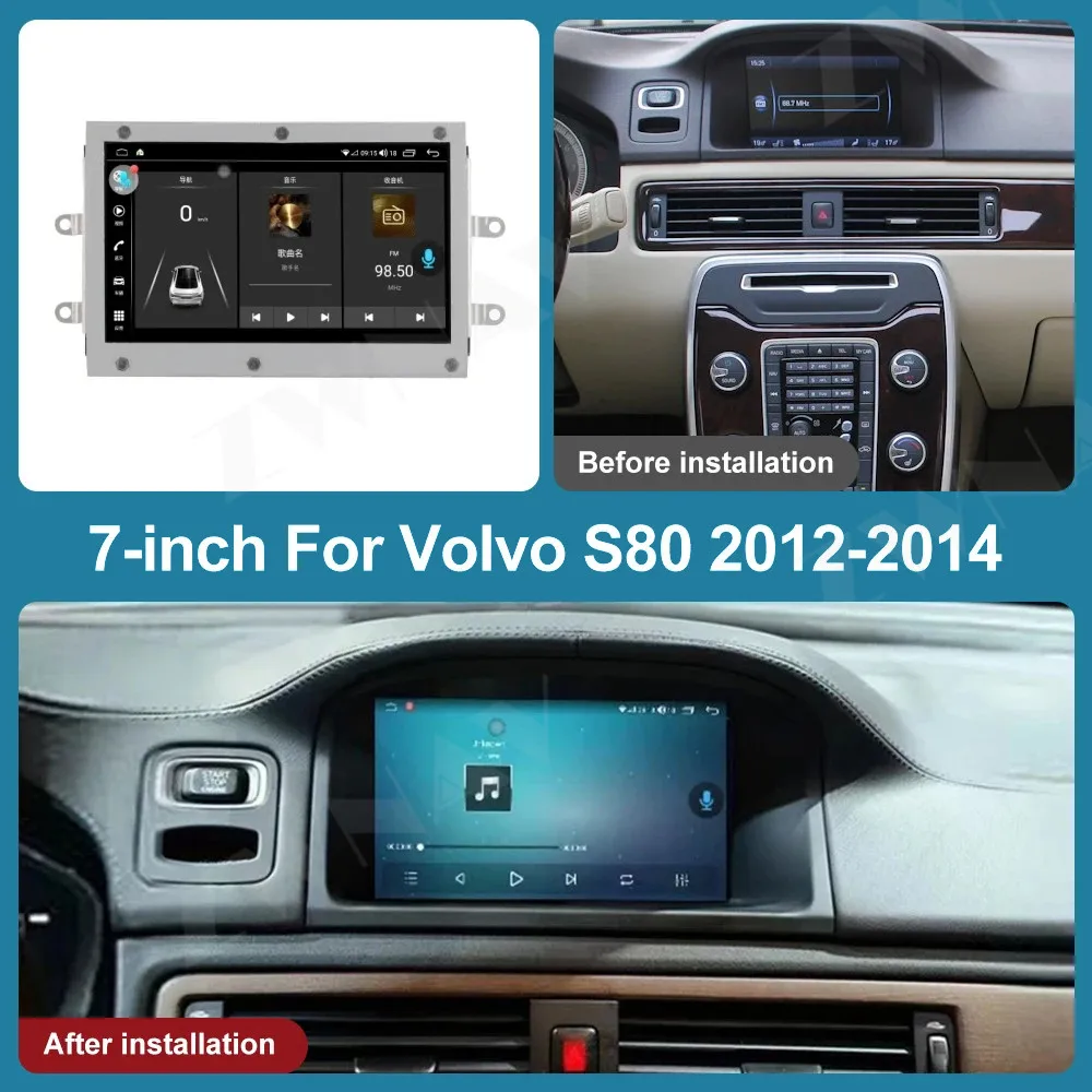 For Volvo S80 2012 2013 2014  Android Car radio 2 Din  GPS Navigation Multimedia Carplay Player Auto Stereo Head Unit DSP