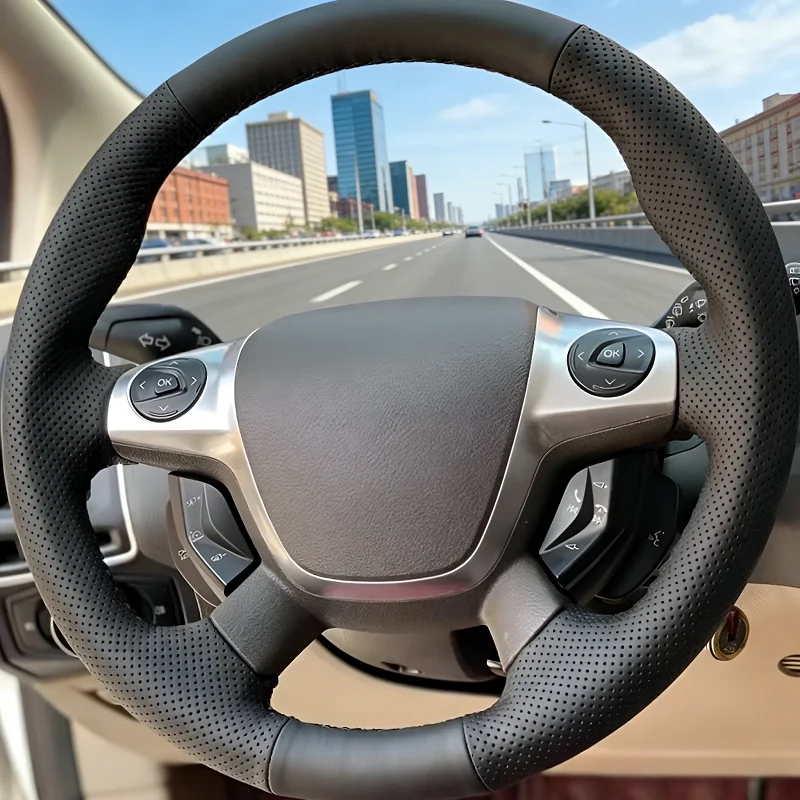 

For Ford Kuga 13-15models Hand-stitched Car Steering Breathable; wear-resistant; skid-proof full coverage modification desig