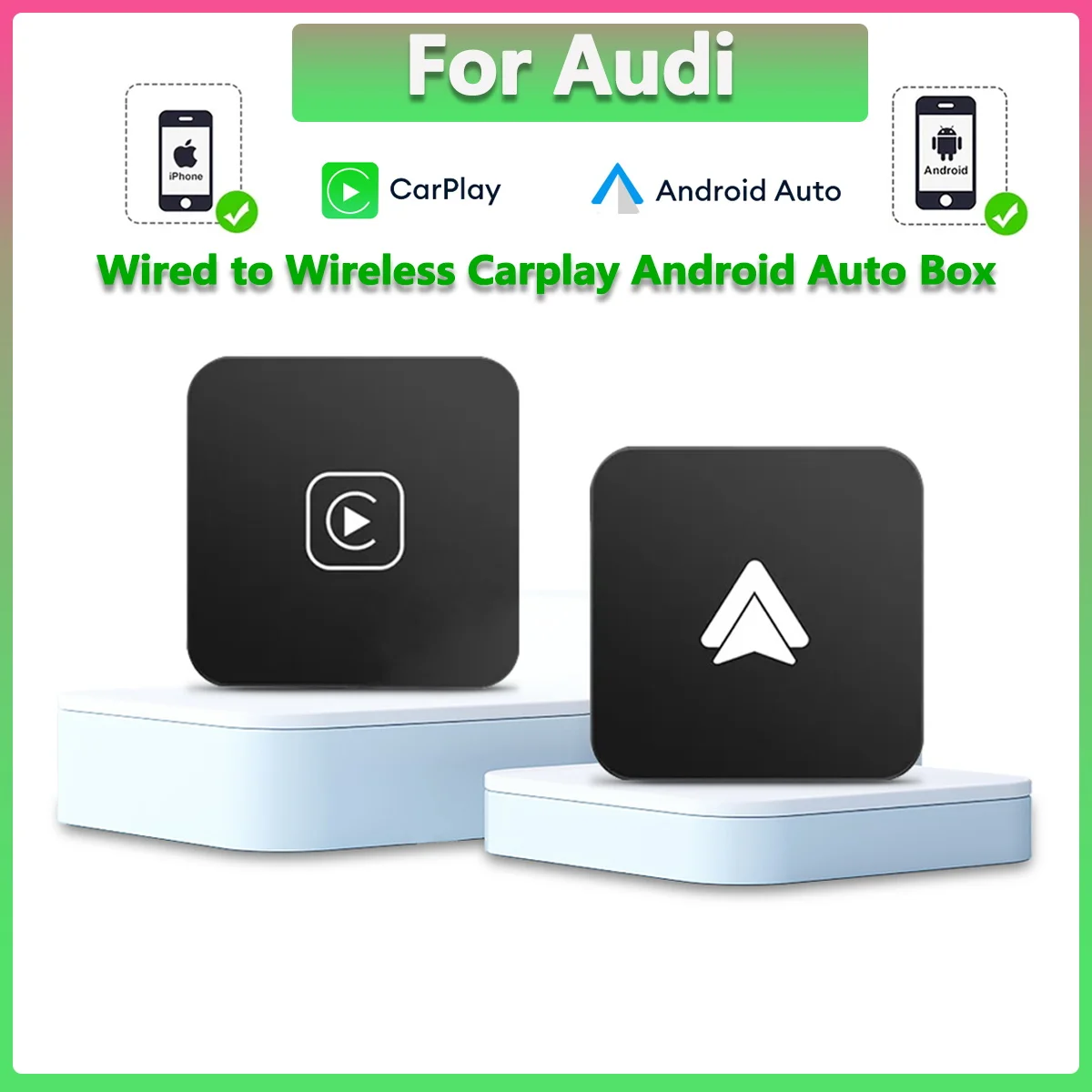 For Audi Carplay Mini Box Wired to Wireless Android Auto AI Box Car Smart Convert BT Wifi For Car Radio with Wired CarPlay