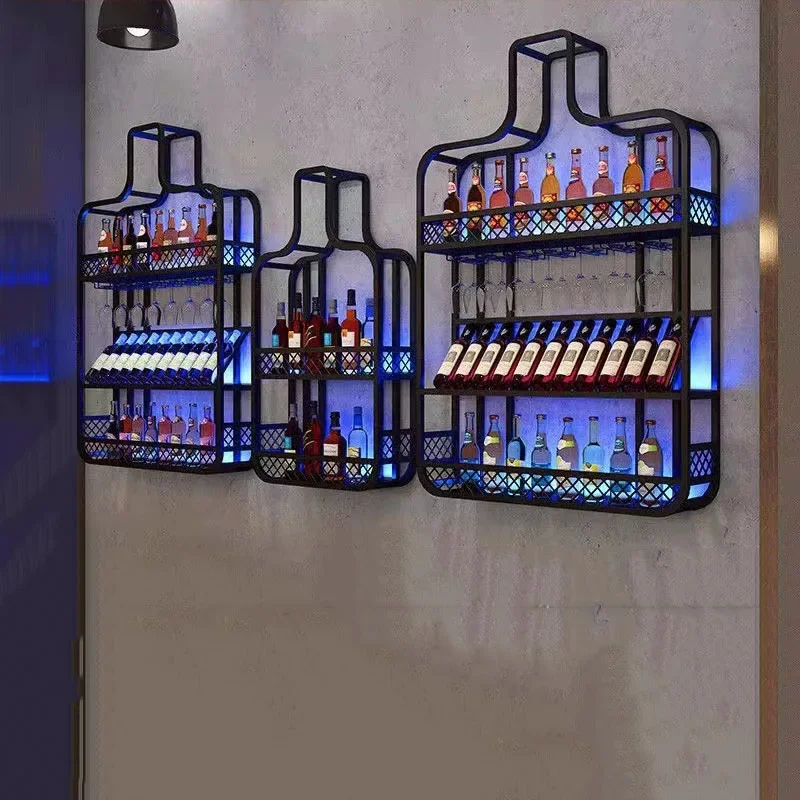 

Hanging Shelf Kitchen Wine Cabinet Bar Liquor Storage Bottle Holder Club Wine Rack Metal Small Unique Armoire Vitre Furniture