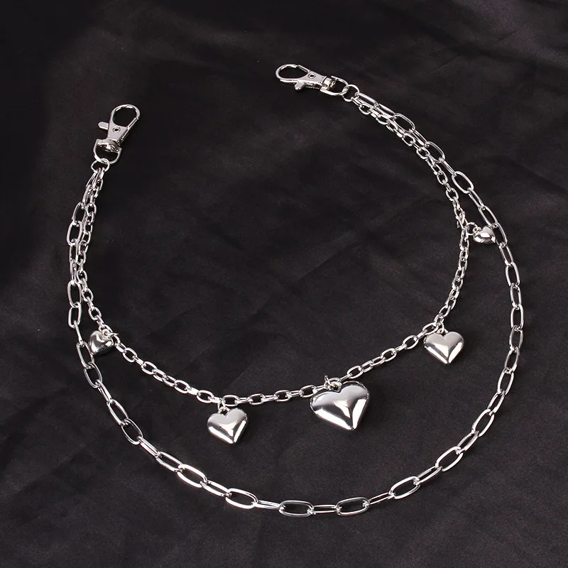 Heart Charm Multi‑Layer Pants Chain Y2K Silver Waist Chain Sweet Cool Style Jeans Key Ring Streetwear Fashion Jewelry view 4