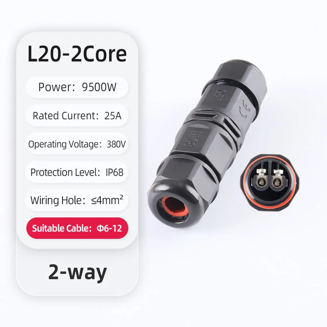 IP68 Wasserdichter Kabelverbinder 2/3/4-polig Schraubklemme M20 Nylon Outdoor LED-Anschluss für Industrieausrüstung