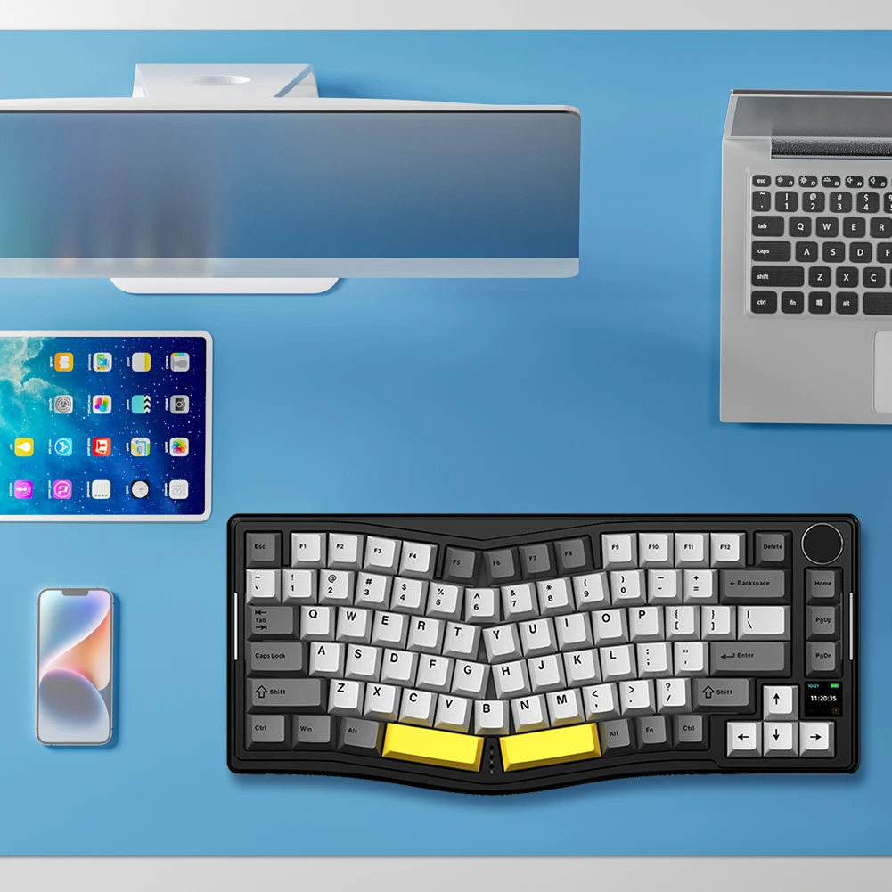 AKS075 75% مجموعة لوحة المفاتيح الميكانيكية هيكل الحشية ثلاثة أوضاع لوحة مفاتيح الألعاب مبادلة ساخنة RGB الخلفية BT5.1/2.4G اللاسلكية/السلكية