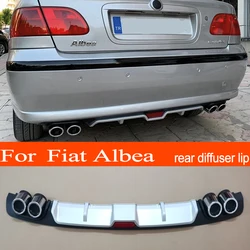 Albea ABS Plastic Silver / Black Car Rear Bumper Rear Diffuser Spoiler Lip for Fiat Albea