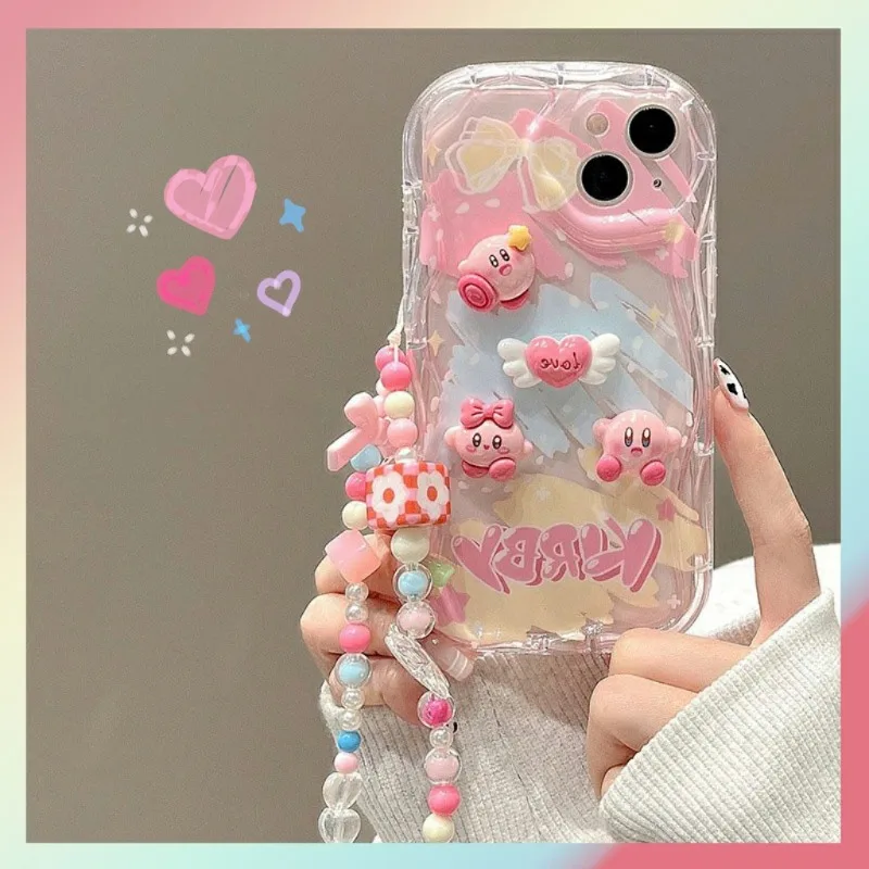 

Kawaii Kirby Phone Case with Doll for IPhone 16 Pro Max 16Pro IPhone 15 Pro 14 Plus Protective Case Apple 13 12 Shockproof Cover