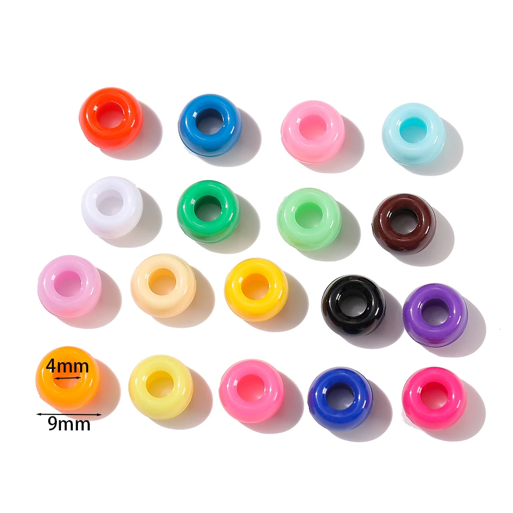 100Pcs/Lot 9mm Multicolor Acrylic Big Hole Spacer Loose Beads For DIY Craft Kid Jewelry Necklace Bracelets Making Supplies