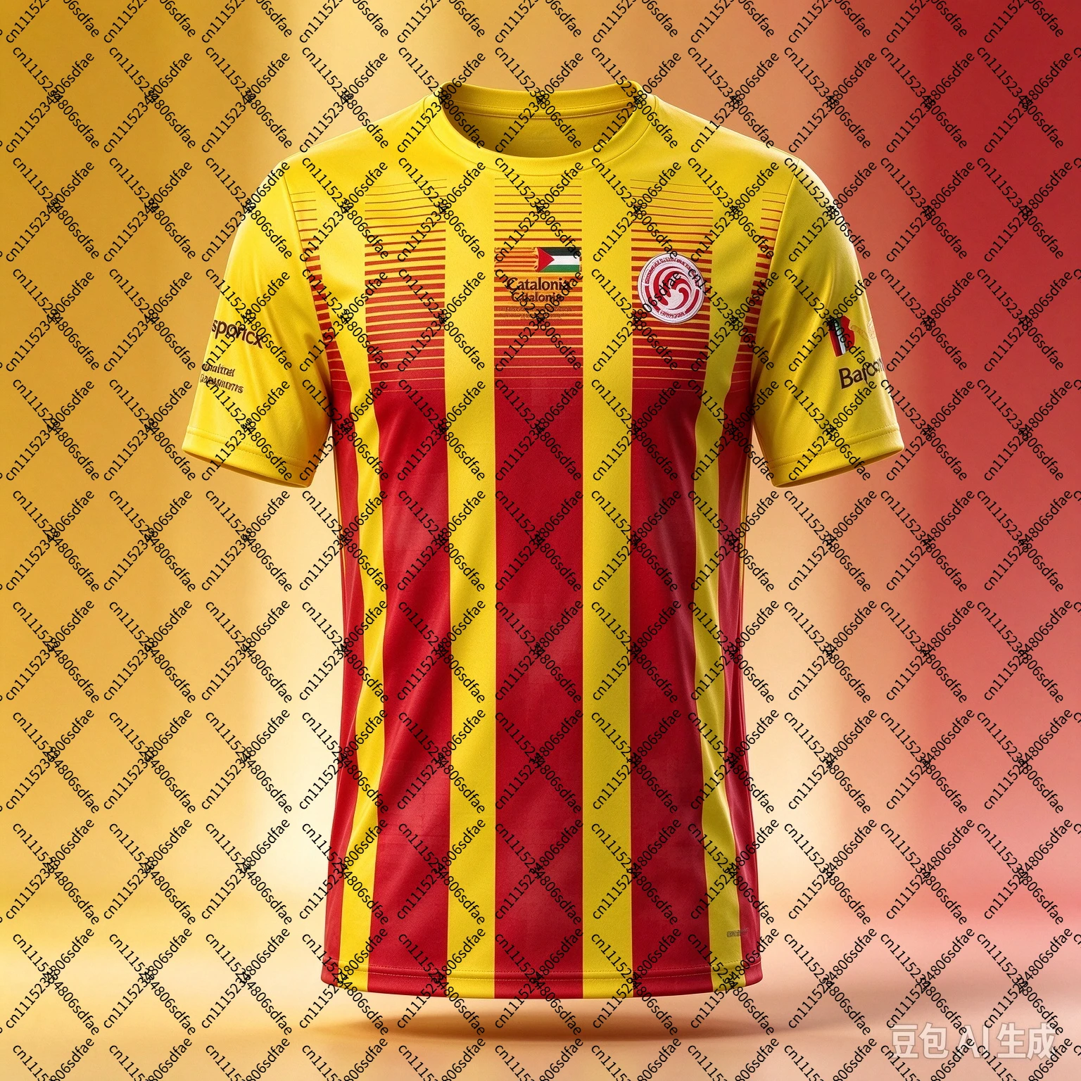 26‑27 Catalonia Soccer Workout Jersey, Modern 3D Print Sport Pullover, Daily Training Breathable Quick‑Drying Football T‑Shirt
