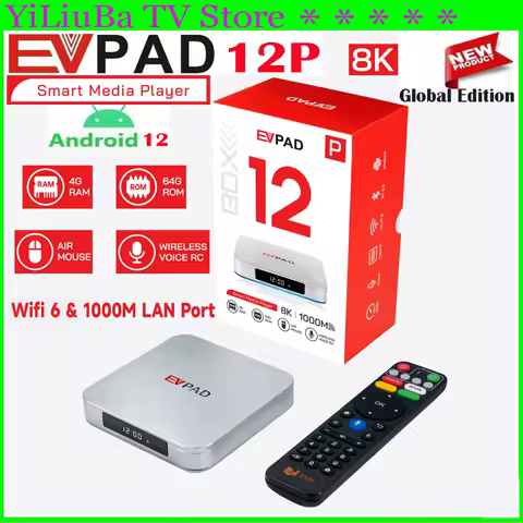 [Genuine]Newest EVPAD 12P Super Smart Media Player 4GB 64GB Android 12 TV Box 8K Wifi6 Hot in Asia UK USA Canada AUS New Zealand
