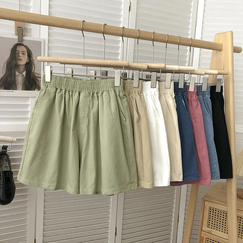 

High Waist Wide Leg Pants Women's Summer Korean Sle Loose Fit Cotton Elastic Waist Sports Casual orts Home Wear
